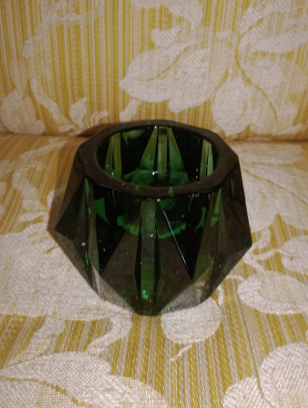 Vintage Green Glass Flip Over Candle Stick Tea Light Candle Holder